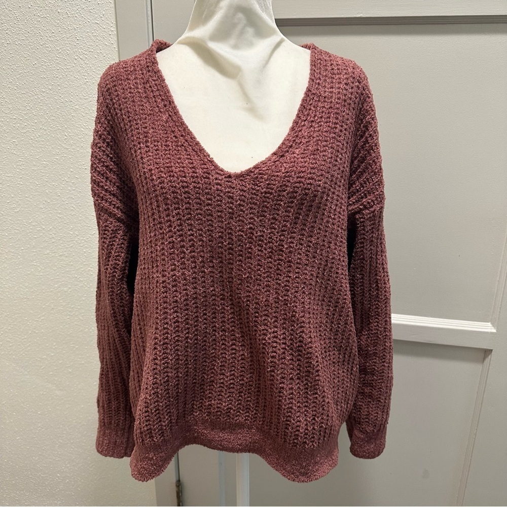 Express V-Neck Sweater - Mauve Sz S